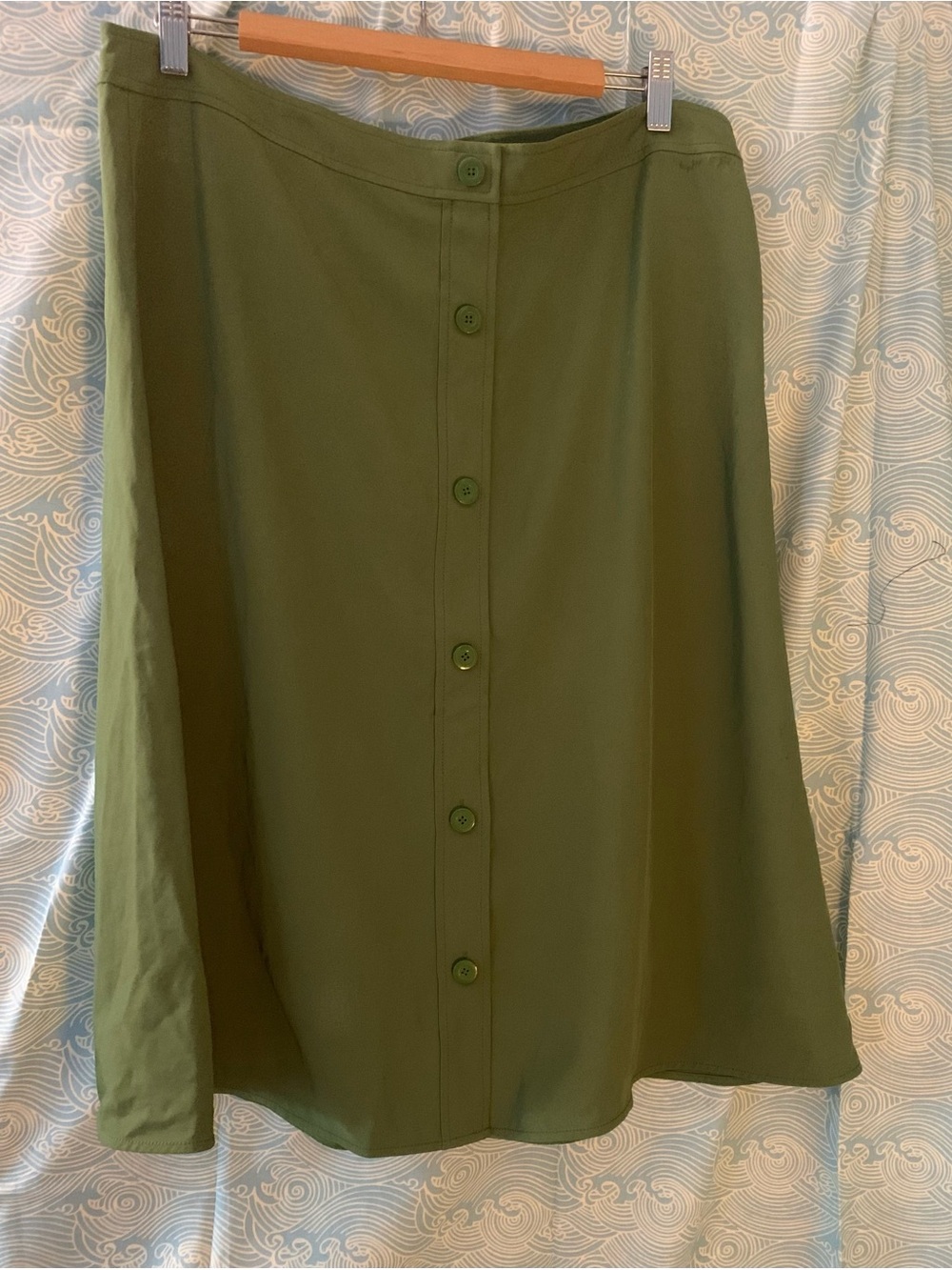 Everlane Olive Green Button-Front A-Line Skirt